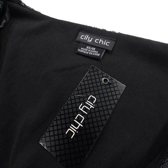 NWT City Chic Bright Lights Dress Sequin Embellished Geometric Black Plus 14 - Picture 2 of 8